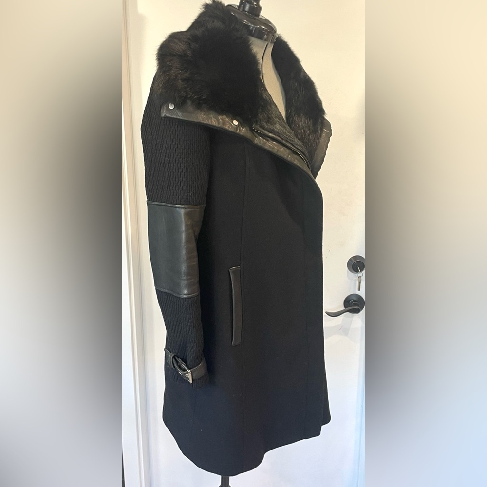 Andrew Marc Wool&Cashmere coat, leather trim, real fur collar, sz2, $695, NWOT - Picture 8 of 16